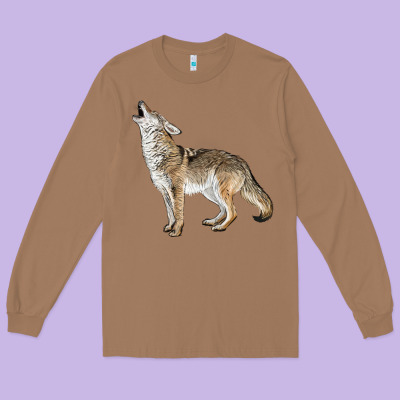 Howling Coyote Long Sleeve Tee Designed By Lillyallendesigns