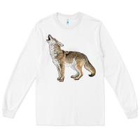 White Howling Coyote Long Sleeve Tee - LillyAllenDesigns
