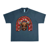 Midnight Navy valentines highland cow rainbow Urban Heavy Tee - JahusDesignShop