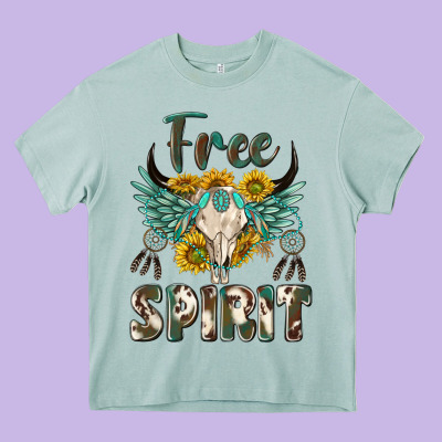Western Boho Free Spirit Heavy Core Tee Designed By Texasbilliewilder