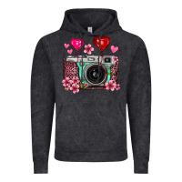 Vintage Black floral heart pink leopard vintage camera Vintage Hoodie - FaDigitalArtStudio