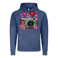 Vintage Denim floral heart pink leopard vintage camera Vintage Hoodie - FaDigitalArtStudio