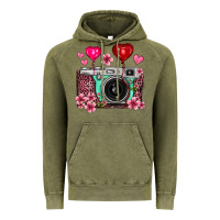 Vintage Olive floral heart pink leopard vintage camera Vintage Hoodie - FaDigitalArtStudio