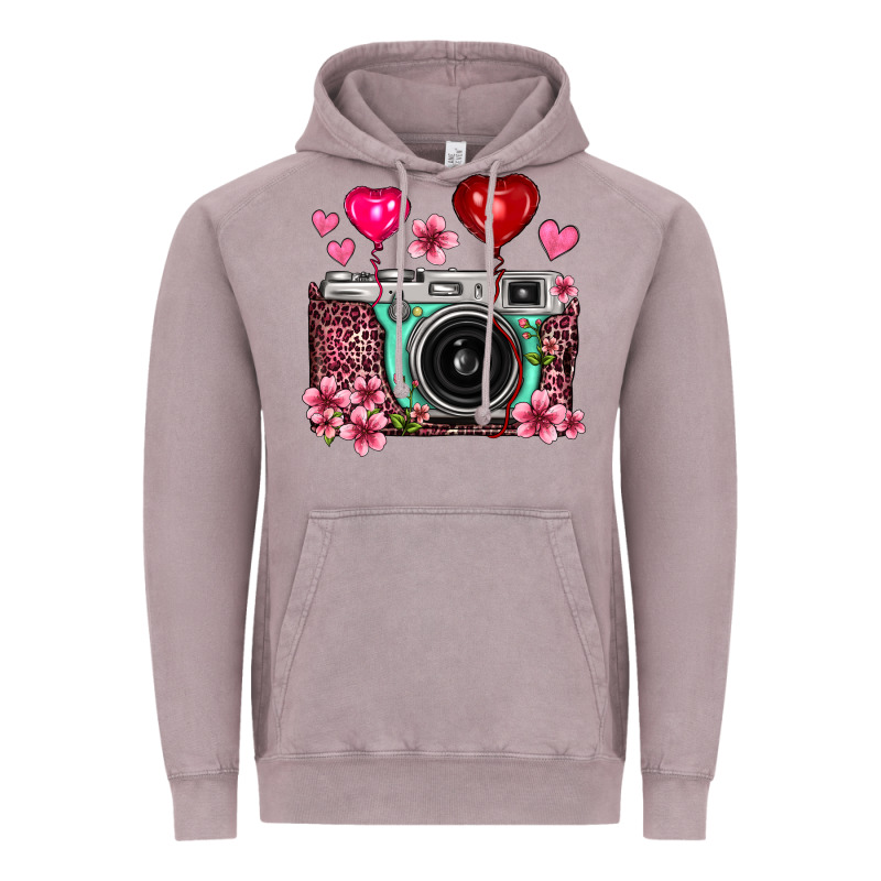 Floral Heart Pink Leopard Vintage Camera Vintage Hoodie by FaDigitalArtStudio | Teevron
