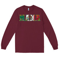 Burgundy mexican flag mama Long Sleeve Tee - Jasminsmagicworld