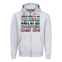 Heather Grey apparently we are trouble when we are together cou Zipper Hoodie - MaliasSmallBusiness