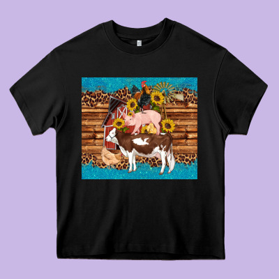 Western Farm Cow Pig Rooster Chick Farm Chicken Barn Heavy Core Tee Designed By Artiststas