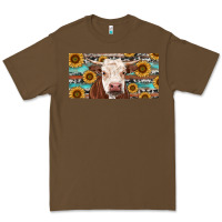 Cacao Heifer With Sunflower And Serape Premium Tee - RanaPortraitStore