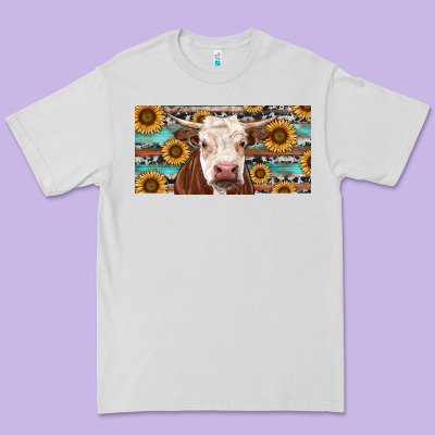 Premium Tee Heifer With Sunflower And Serape