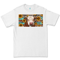 White Heifer With Sunflower And Serape Premium Tee - RanaPortraitStore