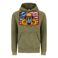 Vintage Olive firefighter air mask and sunflower Vintage Hoodie - HRA Design Shop