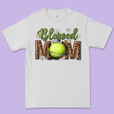 Premium Tee blessed mom with tennis and daisy
