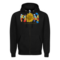 Black autism mom life sunflower Zipper Hoodie - MaliasSmallBusiness