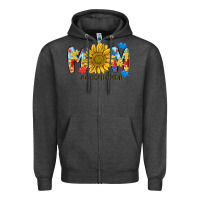 Charcoal Heather autism mom life sunflower Zipper Hoodie - MaliasSmallBusiness