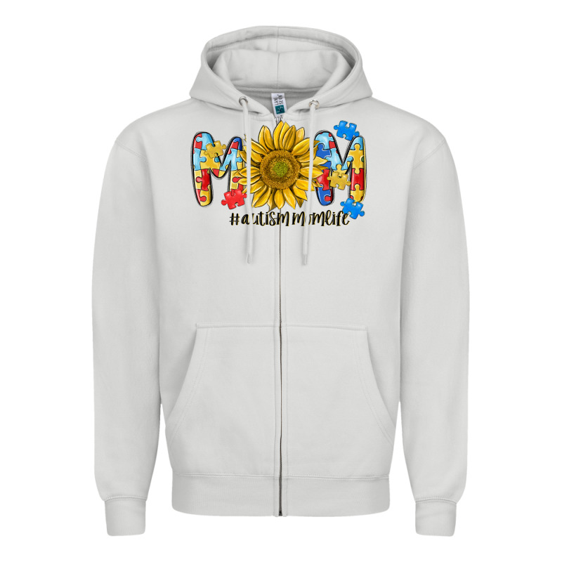 Autism Mom Life Sunflower Zipper Hoodie by MaliasSmallBusiness | Teevron