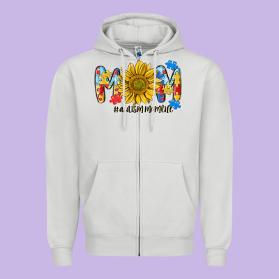 Autism Mom Life Sunflower Zipper Hoodie Designed By Maliassmallbusiness