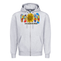 Heather Grey autism mom life sunflower Zipper Hoodie - MaliasSmallBusiness