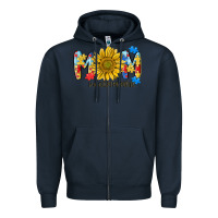 Navy autism mom life sunflower Zipper Hoodie - MaliasSmallBusiness