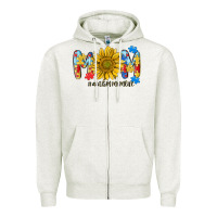 Oatmeal Heather autism mom life sunflower Zipper Hoodie - MaliasSmallBusiness