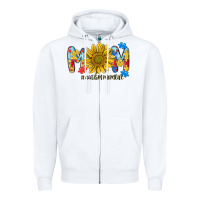 White autism mom life sunflower Zipper Hoodie - MaliasSmallBusiness