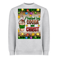 Heather Grey christmas fueled by cocoa and christ Heavyweight Sweatshirt - Artiststas