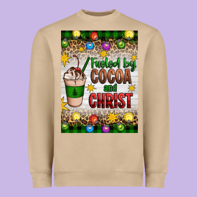 Christmas Fueled By Cocoa And Christ Heavyweight Sweatshirt Designed By Artiststas