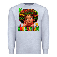 Heather Grey god says i am juneteenth kid Premium Sweatshirt - LillyAllenDesigns