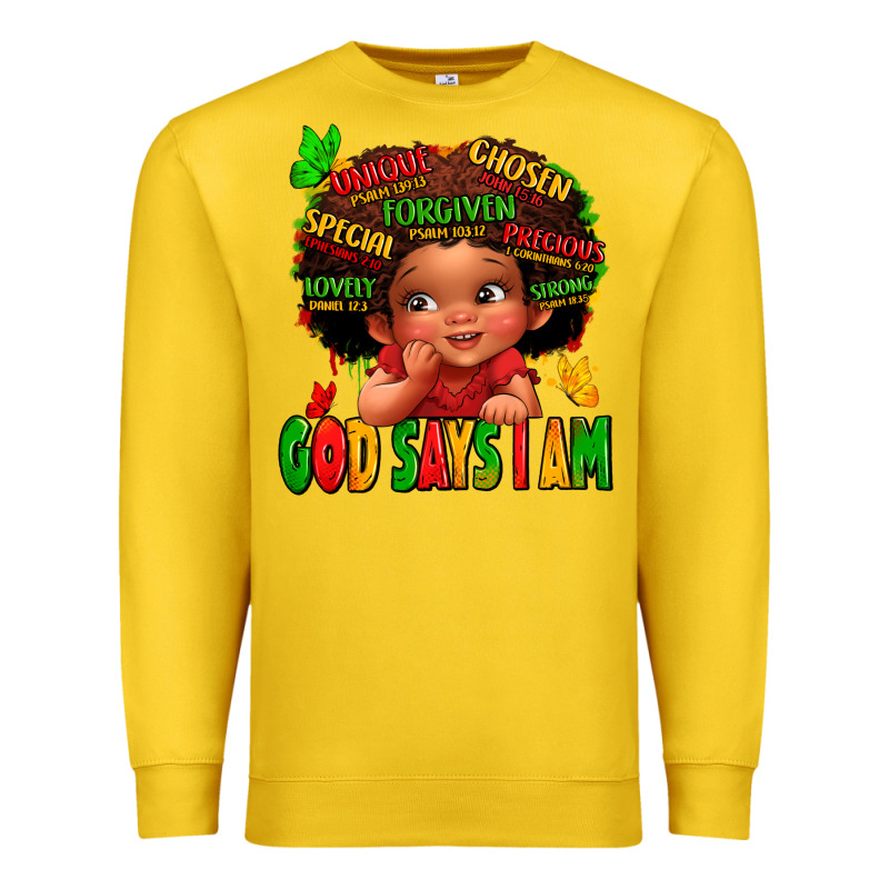 God Says I Am Juneteenth Kid Premium Sweatshirt by LillyAllenDesigns | Teevron