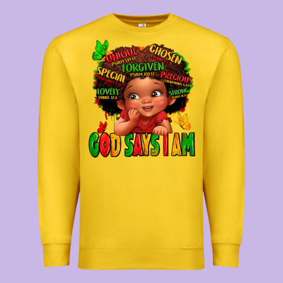 God Says I Am Juneteenth Kid Premium Sweatshirt Designed By Lillyallendesigns