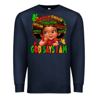 Navy god says i am juneteenth kid Premium Sweatshirt - LillyAllenDesigns