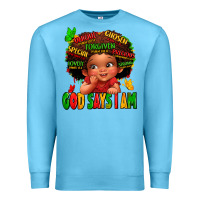 Ocean Blue god says i am juneteenth kid Premium Sweatshirt - LillyAllenDesigns