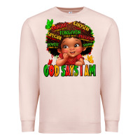 Pale Pink god says i am juneteenth kid Premium Sweatshirt - LillyAllenDesigns