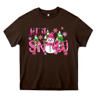 Chocolate Brown pink christmas let it snow Heavy Core Tee - Zillion Design Studio