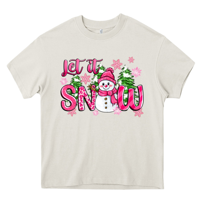 Pink Christmas Let It Snow Heavy Core Tee by Zillion Design Studio | Teevron