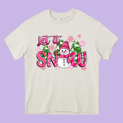 Heavy Core Tee pink christmas let it snow