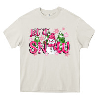 Cream pink christmas let it snow Heavy Core Tee - Zillion Design Studio