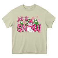 Mossy pink christmas let it snow Heavy Core Tee - Zillion Design Studio