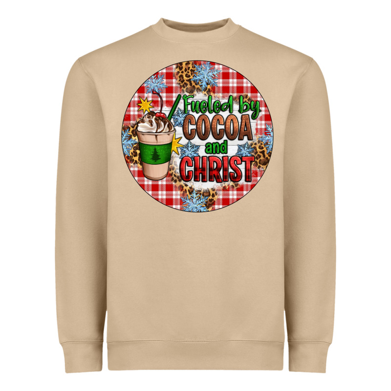 Christmas Fueled By Cocoa And Christ Ornament Heavyweight Sweatshirt by Artiststas | Teevron