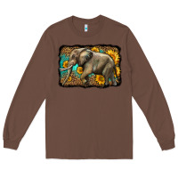 Chestnut western sunflowers elephant Long Sleeve Tee - LillyAllenDesigns