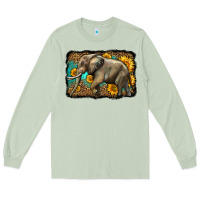 Matcha western sunflowers elephant Long Sleeve Tee - LillyAllenDesigns
