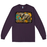 Plum western sunflowers elephant Long Sleeve Tee - LillyAllenDesigns
