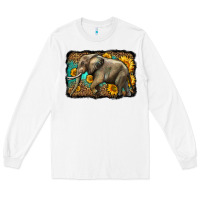 White western sunflowers elephant Long Sleeve Tee - LillyAllenDesigns