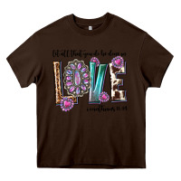 Chocolate Brown western let all that you do be done in love with g Heavy Core Tee - texasbilliewilder