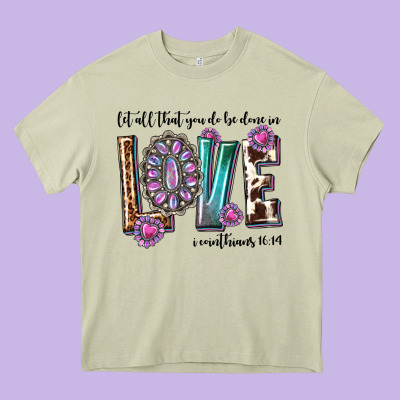 Western Let All That You Do Be Done In Love With G Heavy Core Tee Designed By Texasbilliewilder