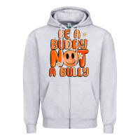 Heather Grey be a buddy not a bully Zipper Hoodie - MaliasSmallBusiness
