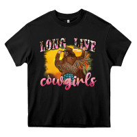 Black western long live cowgirls Heavy Core Tee - texasbilliewilder