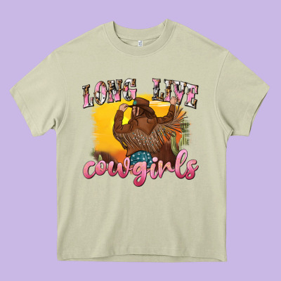 Western Long Live Cowgirls Heavy Core Tee Designed By Texasbilliewilder