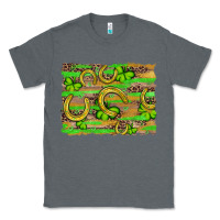 Charcoal Heather horseshoe shamrock leopard wood glitter background Classic Tee - Artiststas