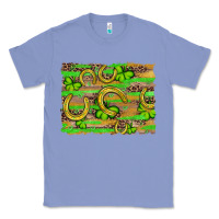 Colony Blue horseshoe shamrock leopard wood glitter background Classic Tee - Artiststas
