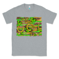Heather Grey horseshoe shamrock leopard wood glitter background Classic Tee - Artiststas